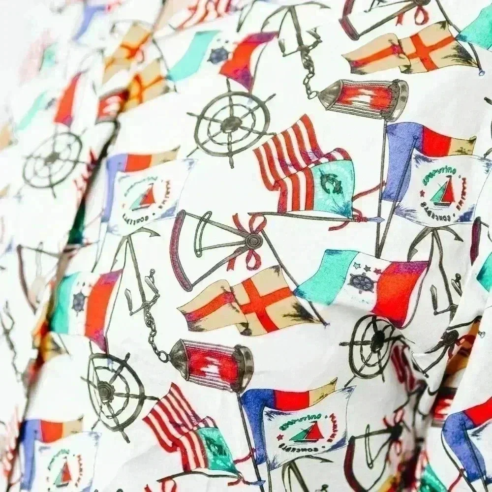 Vintage 90s Jos. A. Bank Sportswear Nautical Flag Button Up Shirt - Picture 8 of 10